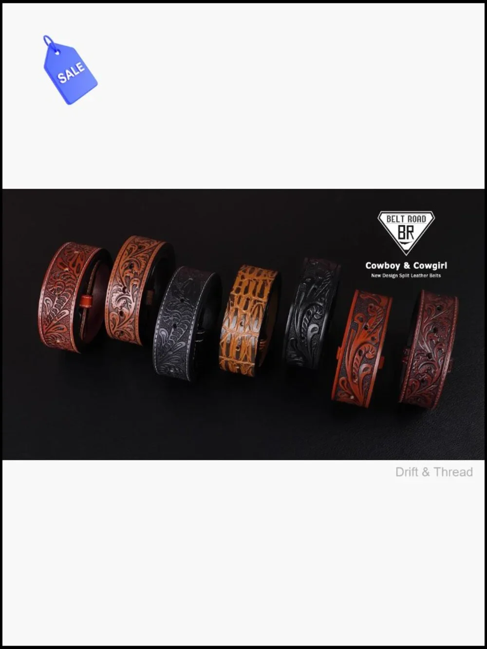 Western Leather Belt Strap for Men Women Cowboy Cowgirl Belts